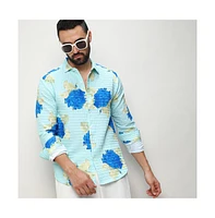 Men's Light Blue Hydrangea Foliage Shirt