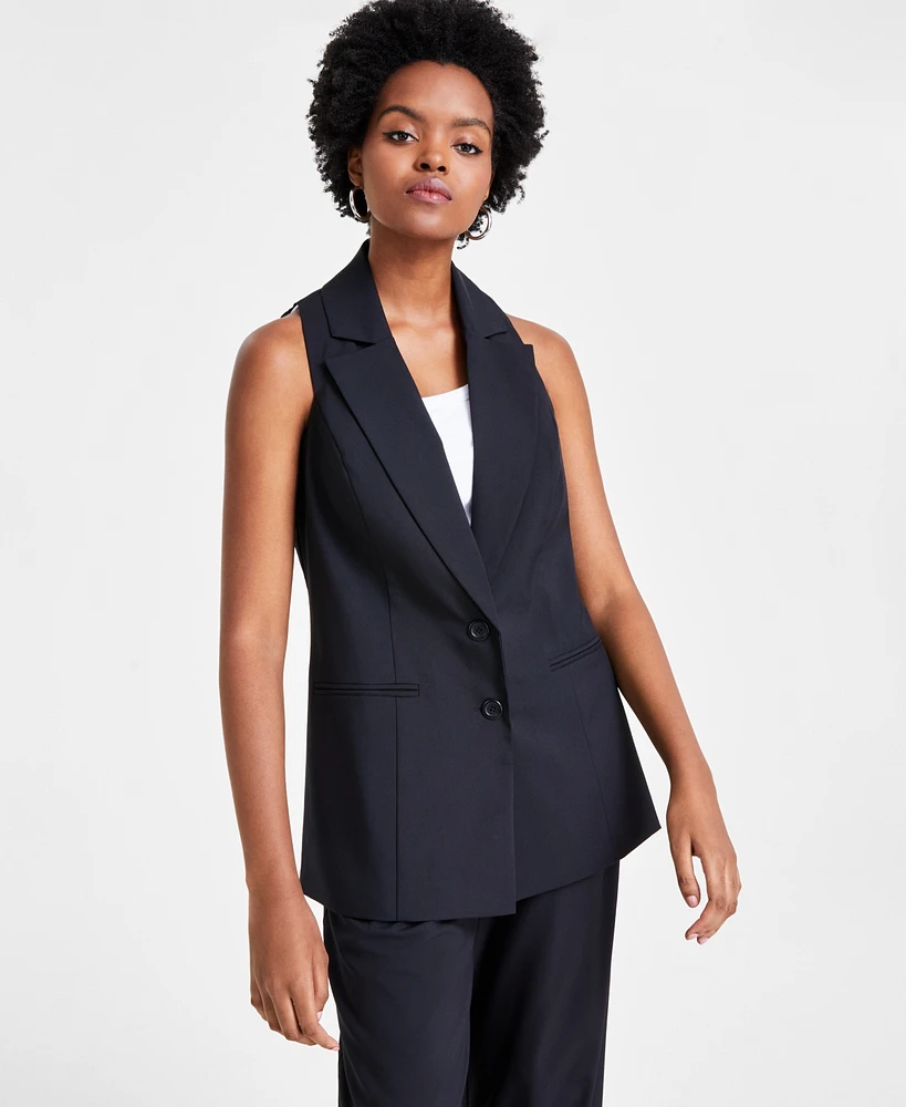 Bar Iii Women's Button-Front Notch-Collar Vest, Created for Macy's