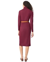 Jones New York Women's Turtleneck Belted Long-Sleeve Dress