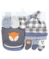 Hudson Baby Baby Boys Hudson Caps or Headbands, Bibs, Mittens and Socks 12pc Set, Dinosaur, 0-6 Months