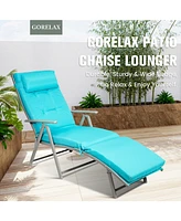 Inolait Adjustable Outdoor Lightweight Folding Chaise Lounge Chair with Pillow