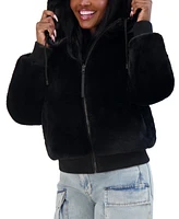 Steve Madden Juniors' Reversible Faux-Fur Hooded Puffer Coat, Created for Macy's