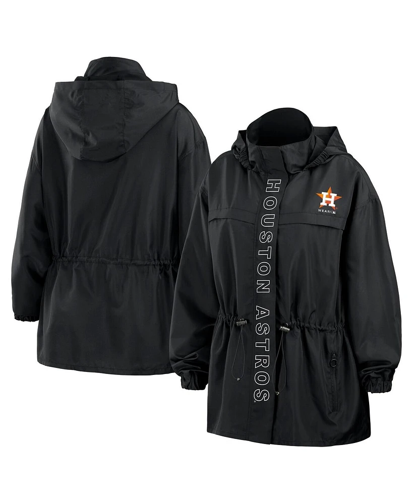 Wear by Erin Andrews Women's Black Houston Astros Full-Zip Windbreaker Hoodie Jacket