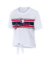 Wear by Erin Andrews Women's White Chicago Cubs Tie-Front T-Shirt