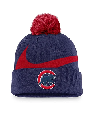 Nike Men's Royal Chicago Cubs Swoosh Peak Cuffed Knit Hat with Pom