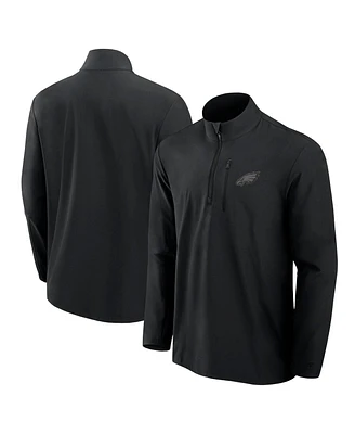 Fanatics Men's Black Philadelphia Eagles Front Office Woven Quarter-Zip Jacket