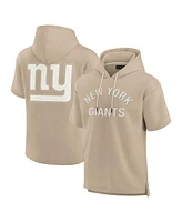 Fanatics Men's and Women's Khaki New York Giants Elements Super Soft Fleece Short Sleeve Pullover Hoodie