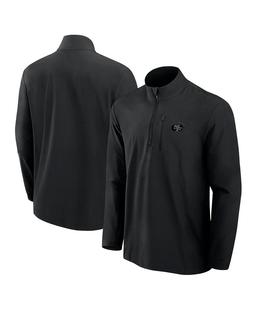 Fanatics Men's Black San Francisco 49ers Front Office Woven Quarter-Zip Jacket