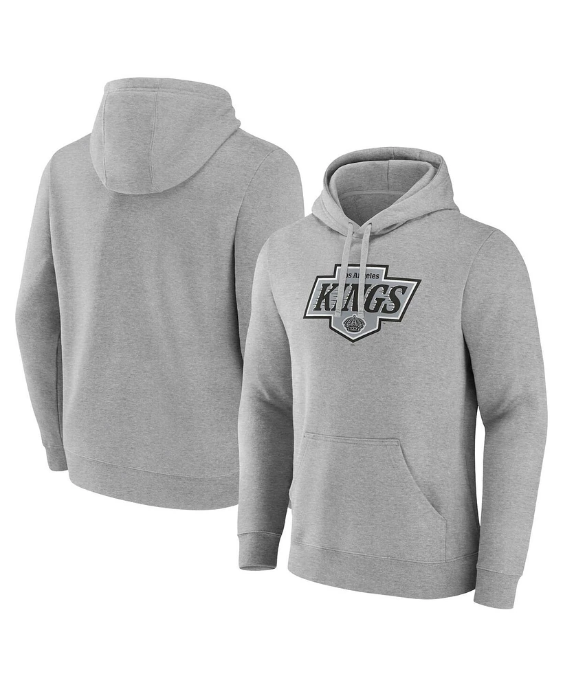 Fanatics Men's Heather Gray Los Angeles Kings New Primary Logo Pullover Hoodie