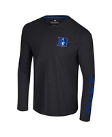 Colosseum Men's Black Duke Blue Devils Logo Lockup 3-Hit Active Blend Long Sleeve T-Shirt