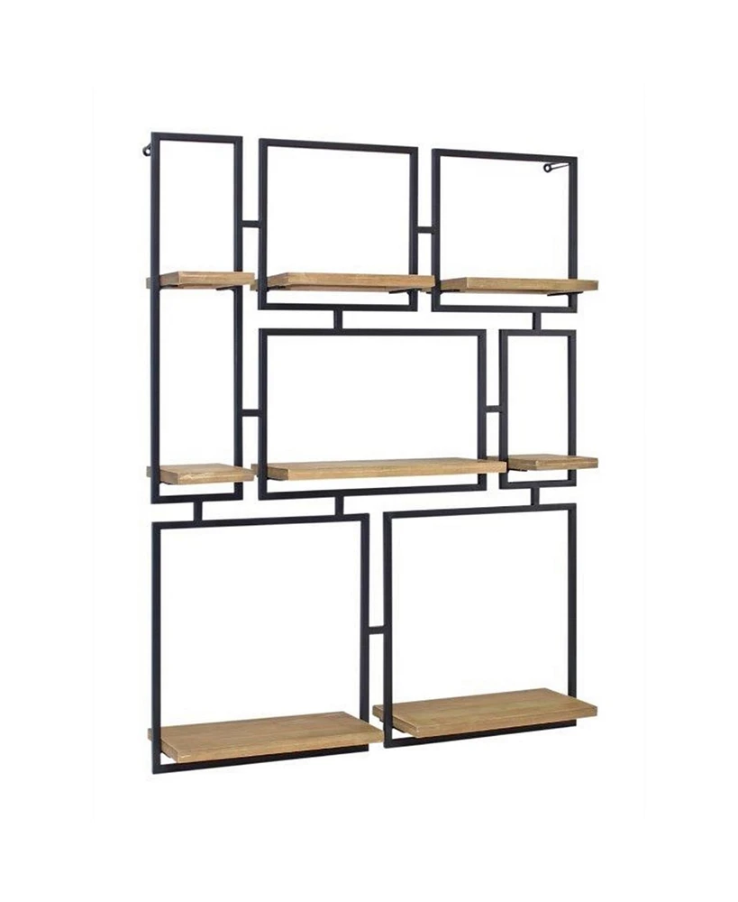 Slickblue Versatile Iron-Wood Wall Shelf, Organize and Display