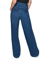 Karl Lagerfeld Paris Petite Mid-Rise Wide-Leg Jeans, First@Macy's