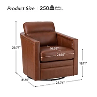 Hulala Home Jorge Contemporary Classic 28.74'' Wide Genuine Leather Swivel Chair