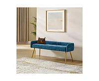 Hulala Home Modern Luis 55.25" Wide Bench with Sturdy Golden Metal Tapered Leg