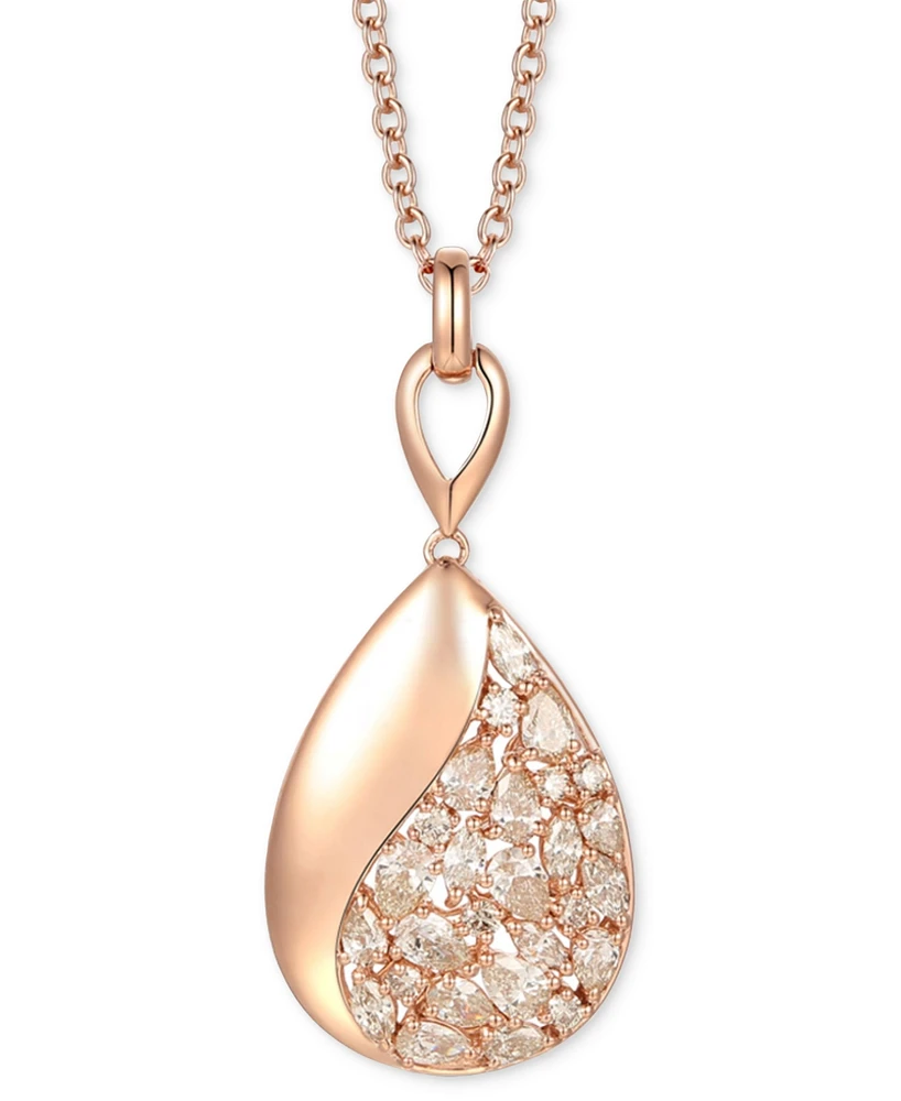 Le Vian Nude Diamond Teardrop Mixed Cut Cluster Adjustable 20" Pendant Necklace (1