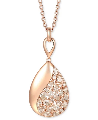 Le Vian Nude Diamond Teardrop Mixed Cut Cluster Adjustable 20" Pendant Necklace (1-1/4 ct. t.w.) in 14k Rose Gold