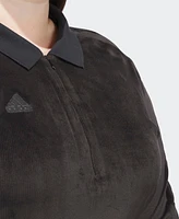 Adidas Plus Tiro 3-Stripes Velour Polo Collar Dress