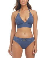 Bleu By Rod Beattie Womens O Ring Halter Neck Bikini Top Buckle Hipster Bottoms