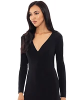 Xscape Women's Long-Sleeve Draped Contrast-Slit Dress