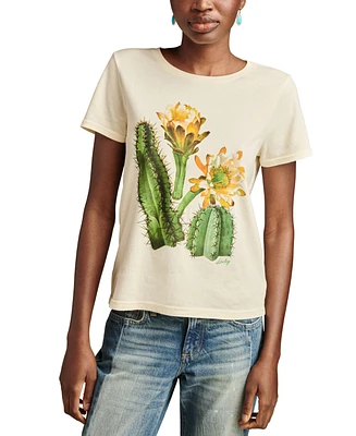 Lucky Brand Women's Cotton Watercolor Cactus Classic T-Shirt