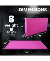 BalanceFrom Fitness 120 x 48" All Purpose Folding Gymnastics Exercise Mat, Pink