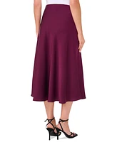 CeCe Women's A-line Side-Zip Satin Midi Skirt