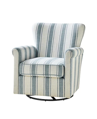 Transitional Swivel Chair with Roll Armrest
