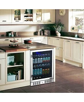 Newair 24" Built-in or Freestanding 177 Can Beverage Fridge in Stainless Steel with Precision Digital Thermostat, Adjustable Shelves, and Triple-Pane