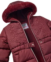 Kensie Girl Toddler & Little Girls Rose-Quilted Hooded Puffer Jacket with Faux-Fur Trim