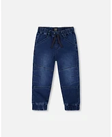 Deux par Toddler Boys French Terry Jogger Pants Dark Blue Denim - Toddler|Child