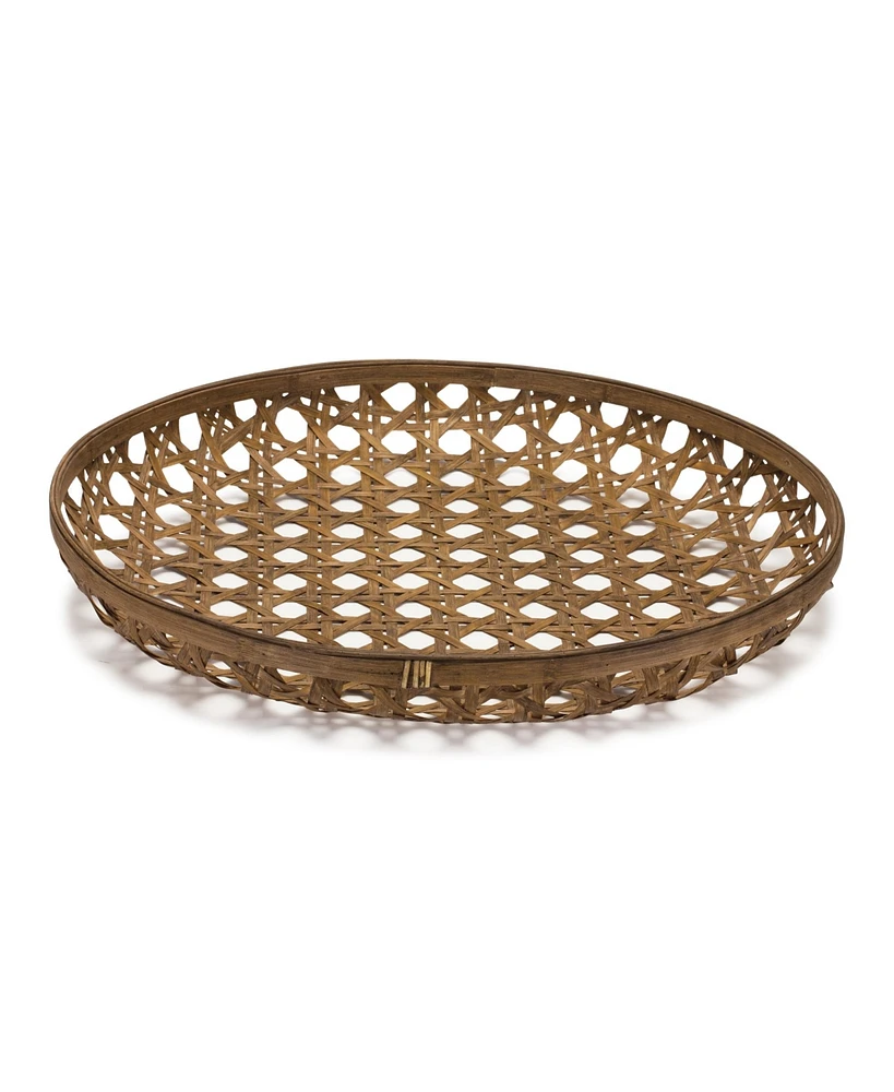 Slickblue Rustic Round Wicker Tray Versatile Accent Piece