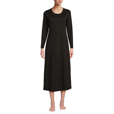 Lands' End Women's Cotton Long Sleeve Midcalf Nightgown