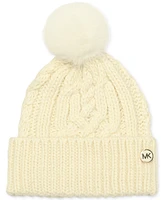 Michael Michael Kors Soft Knit Tangled Aran Cuff Pom Beanie