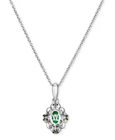 Le Vian Costa Smeralda Emeralds (1/3 ct. t.w.) & Diamond (1/20 ct. t.w.) Oval Adjustable 20" Pendant Necklace in 14k White Gold