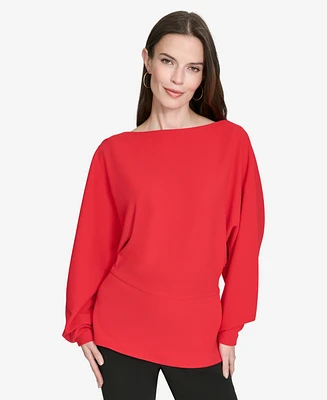 Halston Women's Dolman-Sleeve Boat-Neck Peplum Top