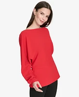 Halston Women's Dolman-Sleeve Boat-Neck Peplum Top