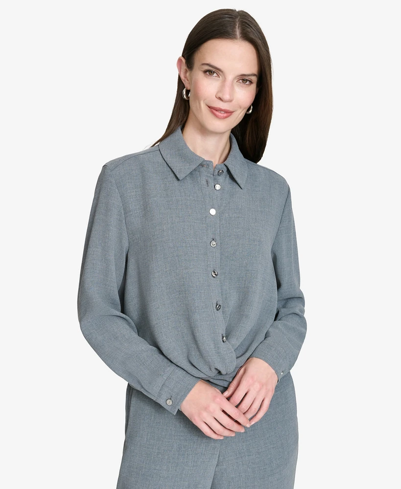 Halston Women's Twisted-Hem Long-Sleeve Blouse