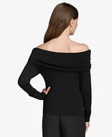 Halston Women's Ruched Off-The-Shoulder Long-Sleeve Top