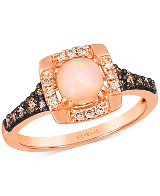 Le Vian Neopolitan Opal (1/2 ct. t.w.) & Diamond (1/3 ct. t.w.) Halo Ring in 14k Rose Gold