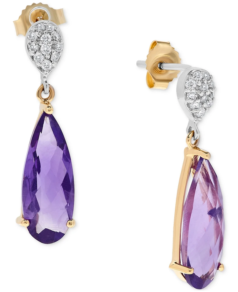 Amethyst (5 ct. t.w.) & Diamond (1/6 ct. t.w.) Drop Earrings in 14k Gold