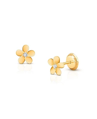 Tiny Blessings Children's 14K Gold Forget Me Not Flower Studs Girls' Screw Back Earrings