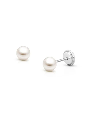 Tiny Blessings Children's 14K Gold 4mm Pearl Studs Girls' Screw Back Earrings