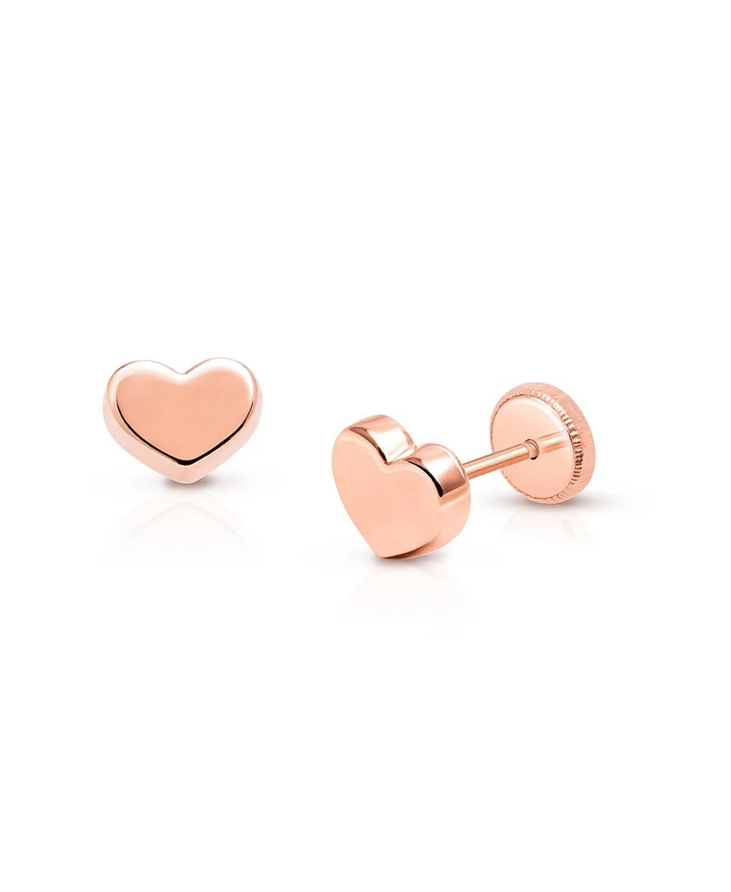 Tiny Blessings Children's 14K Gold Modern Heart Studs Girls' Screw Back Earrings