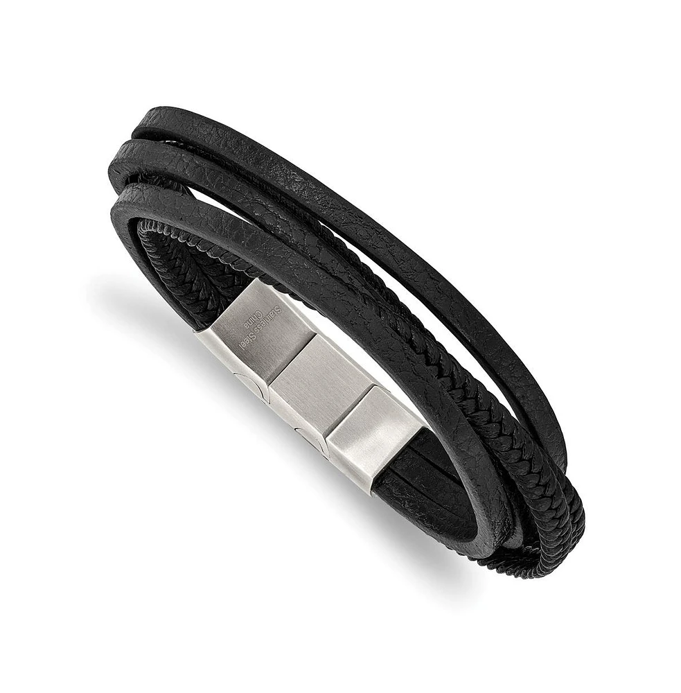 Chisel Stainless Steel Multi Strand Leather Bracelet