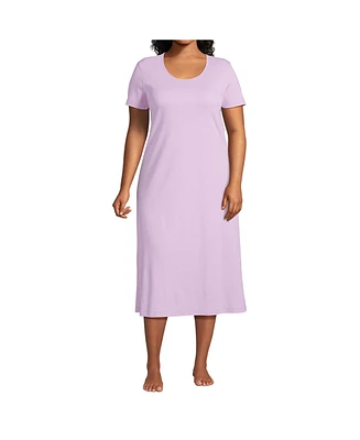 Lands' End Plus Cotton Short Sleeve Midcalf Nightgown