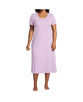 Lands' End Plus Cotton Short Sleeve Midcalf Nightgown