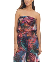 Bleu by Rod Beattie Women's Printed Tiered Cover-Up Jumpsuit