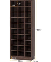 Tribesigns 10-Tier Shoe Storage Cabinet, Gray Wooden Shoe Rack with 30 Cubbies, Freestanding Tall Entryway Shoe Organizer for Closet, Entryway