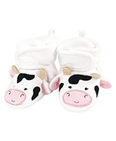 Hudson Baby Girls Cozy Fleece Booties, Cow Pig, 0-6 Months