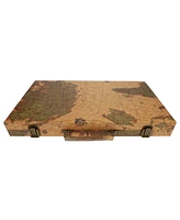 We Games Tan Map Style Leatherette Backgammon Set, 14.75 x 9.75 in. closed